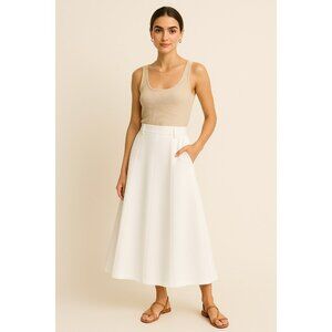 NWOT Neoprene A-line Midi Skirt White Size Medium